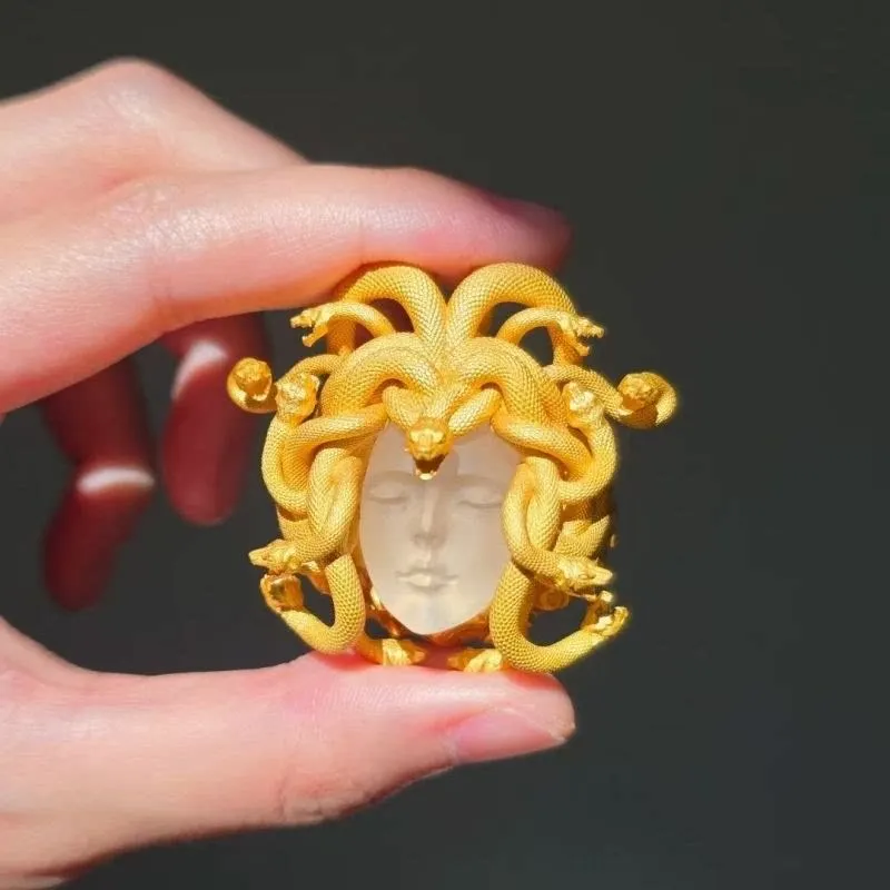 Bague ouverte Medusa grecque