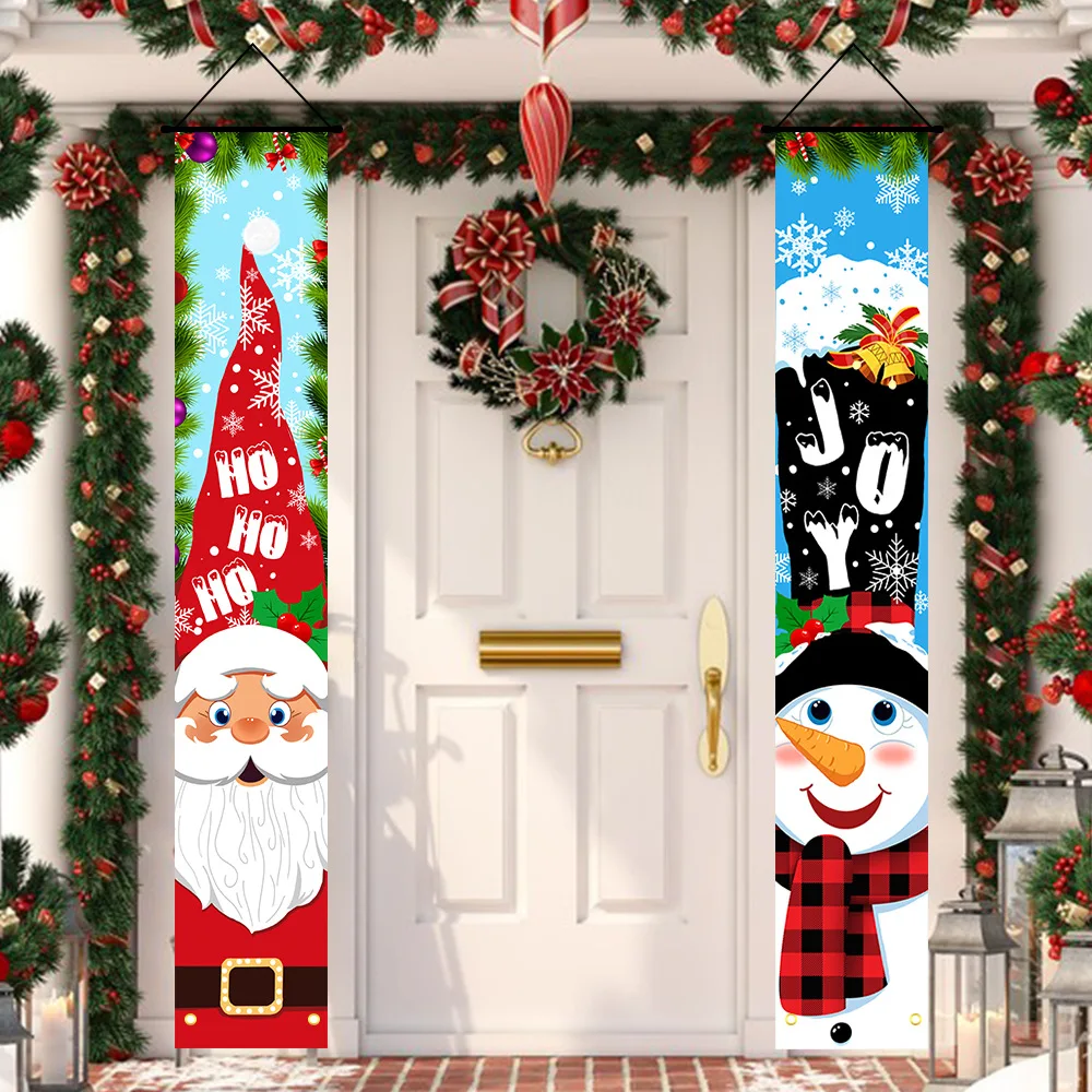 Santa Claus Hanging Cloth Holiday Atmosphere Decoration Hanging Flag, Christmas Banner, Christmas Decoration, for Home Parties