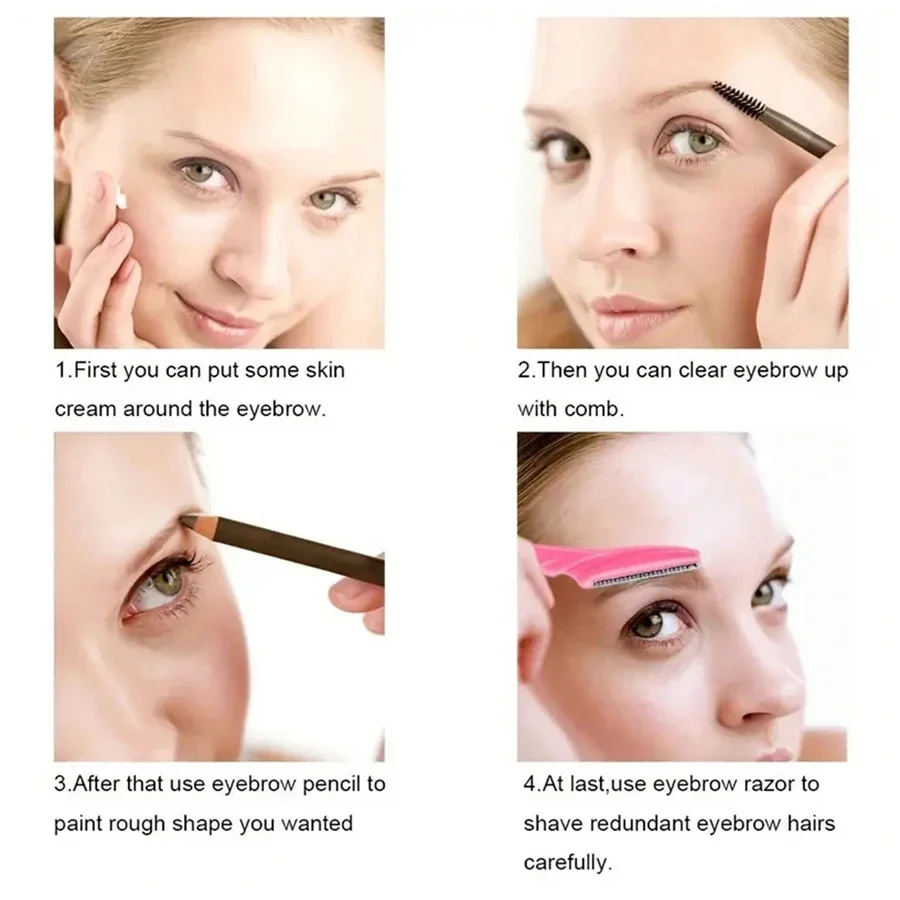 Safe-Bladed Eyebrow Trimming Tools for Hair Removal Razors in Container Ideal Facial and Eye Brow 30 Pcs/Bottle