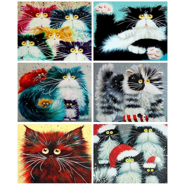 Kit de peinture par numéros d'animaux, chat, 50x70, à l'huile, toile,  tableau, artisanat d'art pour adultes, DIY bricolage - AliExpress