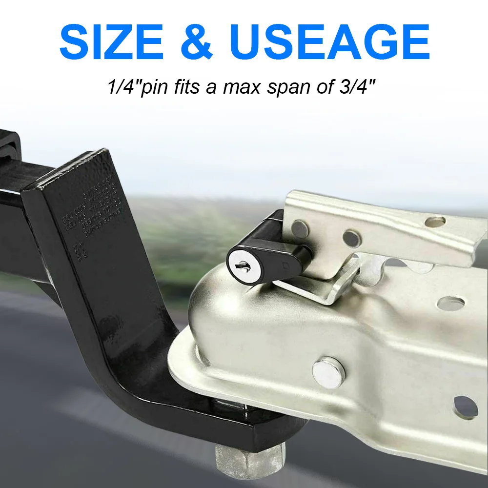 Trailer Hitch Coupler Lock 1/4" Zinc Alloy Small Trailer Lockstitch Anti-Theft Hitch Connector Tongue Locks