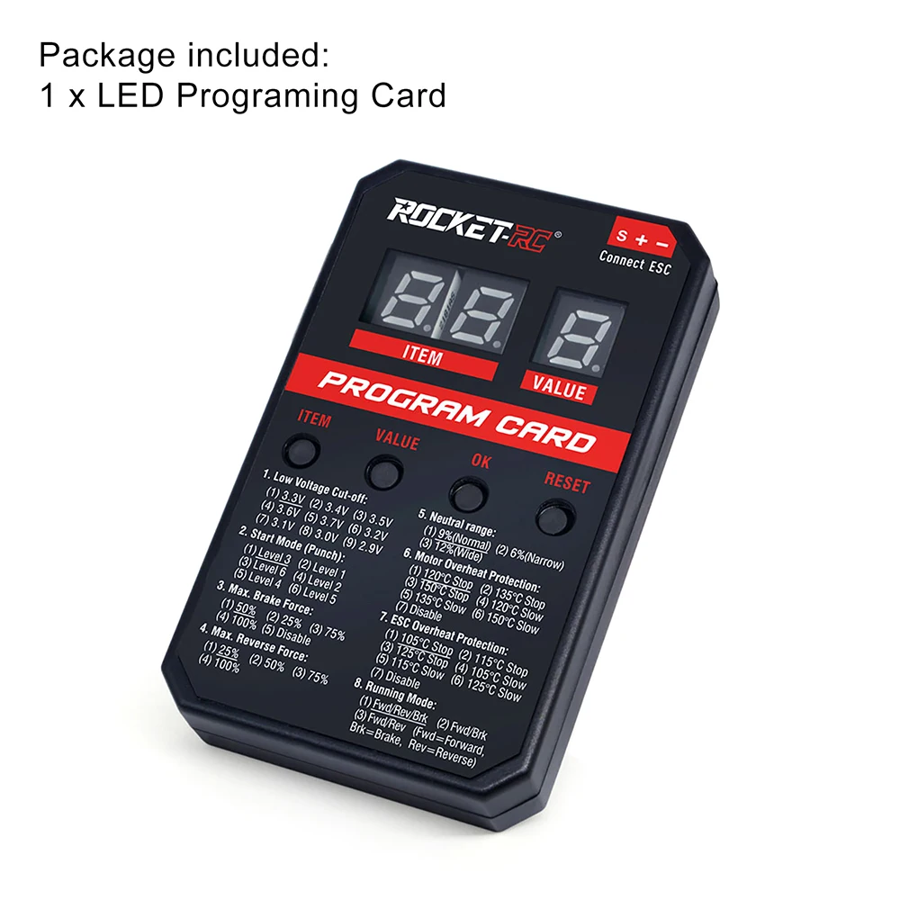 Détail des connexions de la carte programme ESC supersonique LED pour voiture RC 45A-150A
