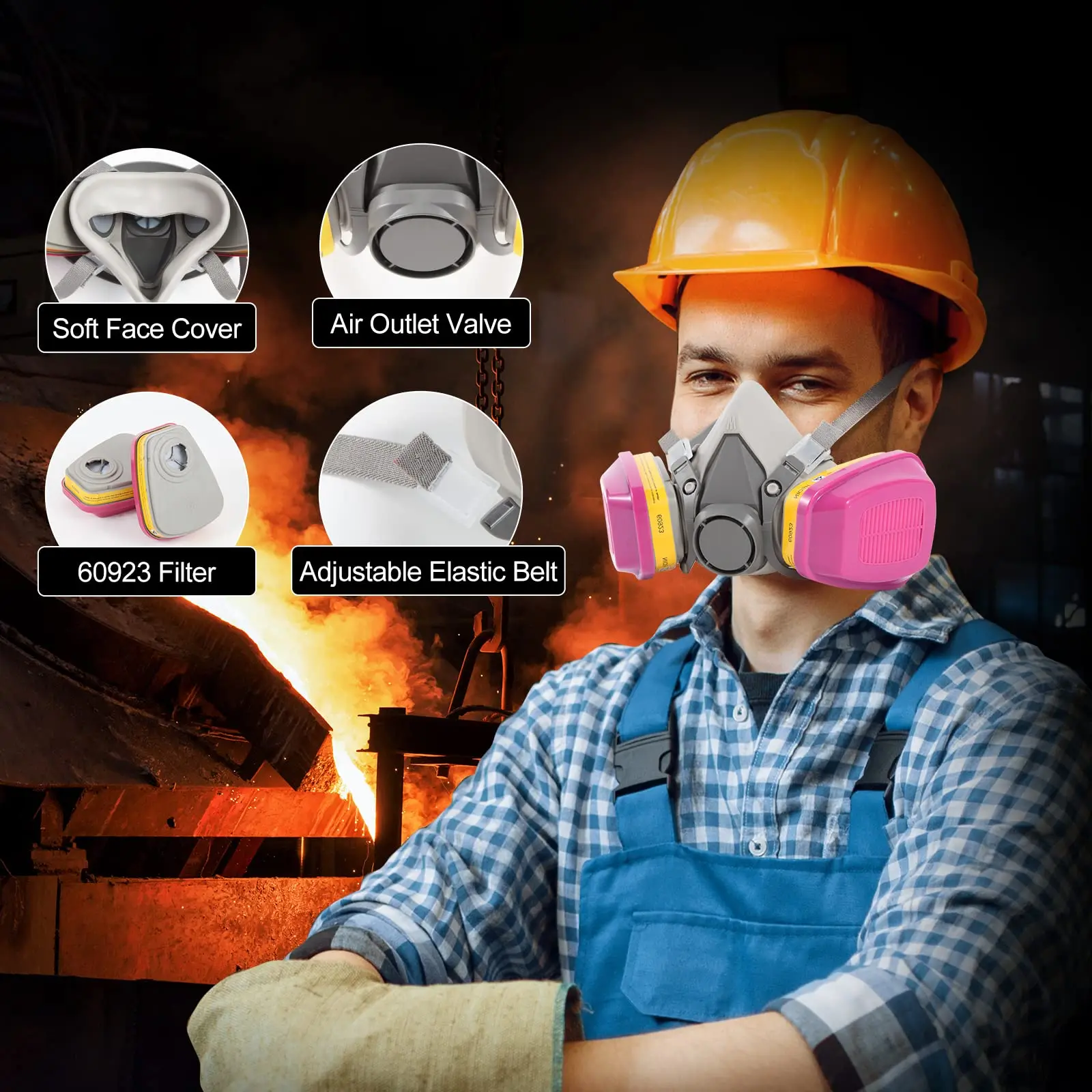 Demi-masque 6200 + Cartouches 60926 - Protection Respiratoire Réutilisable