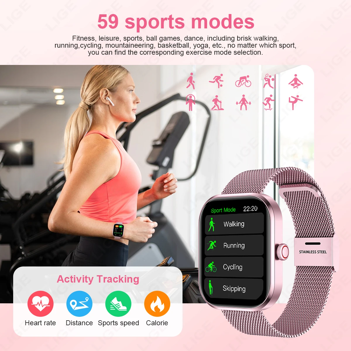 LIGE Multifunctional Smartwatch For All Smartphone Connections Men Bluetooth Call Life Waterproof Watch Sport Smart Watch Women