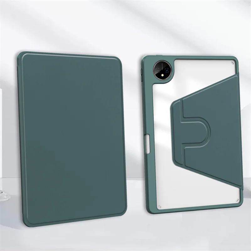 Enhanced 360° Rotating Acrylic Clear Tablet Case with Pen Holder