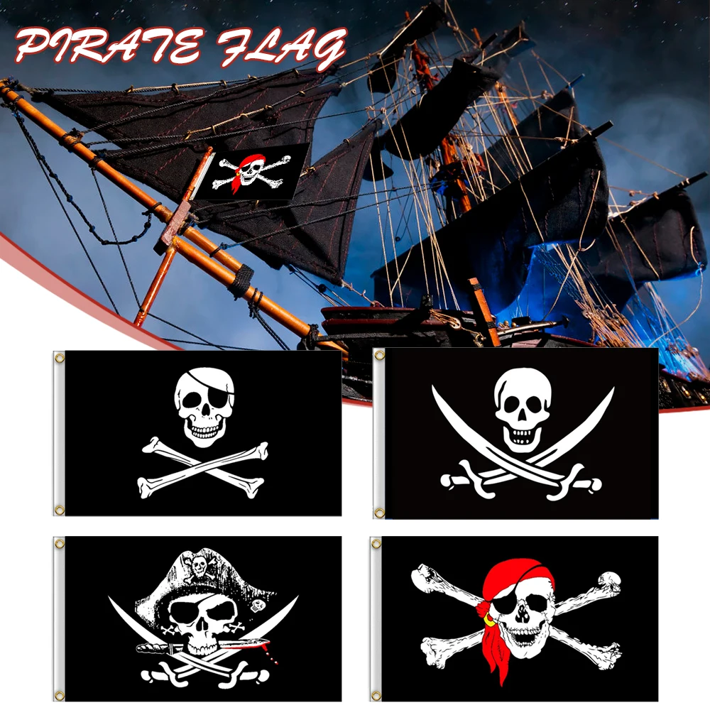 Bannière de Pirate Jack Rackham, 60x90CM, avec bandeau tête de