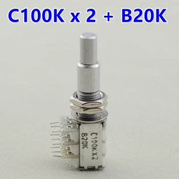1 pezzo C100K x 2 + B20k potenziometro concentrico doppio impilato (POT) con Detent centrale