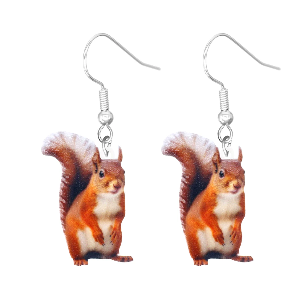 Animal earrings made of acrylic, cute and funny Hummingbird, goldfish, squirrel, parrot, owl, rooster, frog