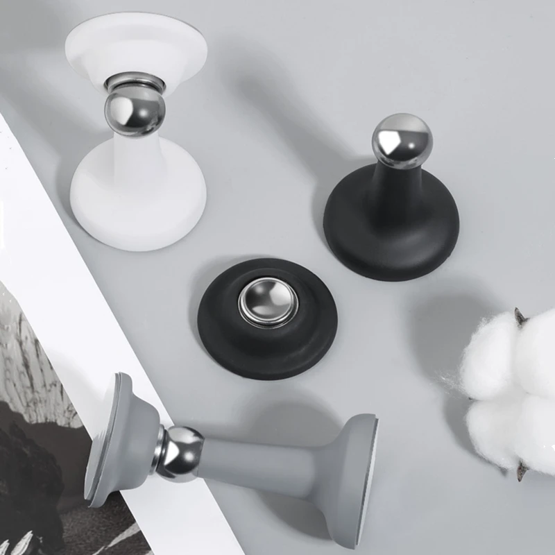 Stainless Steel Magnetic Door Gear Door Stopper Anti-collision Silicone Fixed Mute Touch Ground Suction