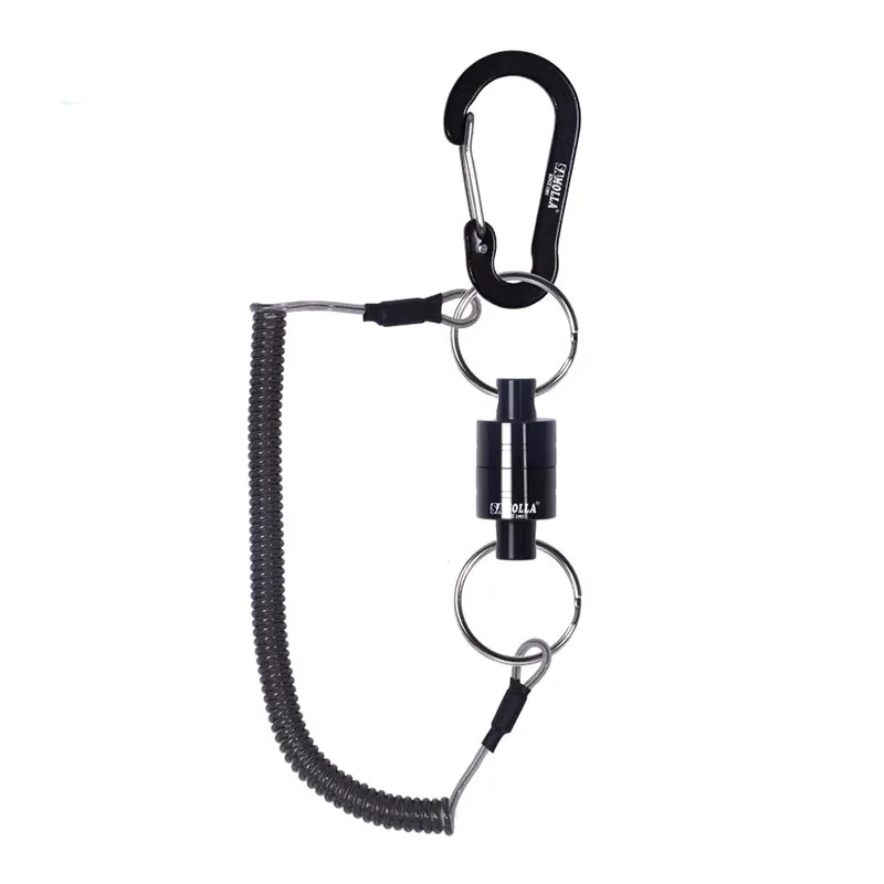 fishing tools Magnetic Net Release Holder With Coiled Lanyard Strong Magnet Carabine Fast Buckle Anti-Drop Rope Accessories