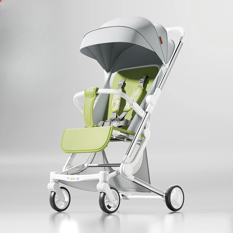 Foldable Four Wheels Cart Comfortable  Portable Lightweight Baby Stroller Can Sit or Lie Down Aluminum alloy Children\'s Cart