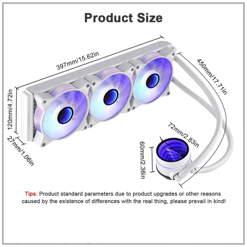 B37B-Water Cooler 360Mm ARGB Cpu Cooler For Lga2011v3 1200 AMD AM4 IWONGOU Pc Water Cooling