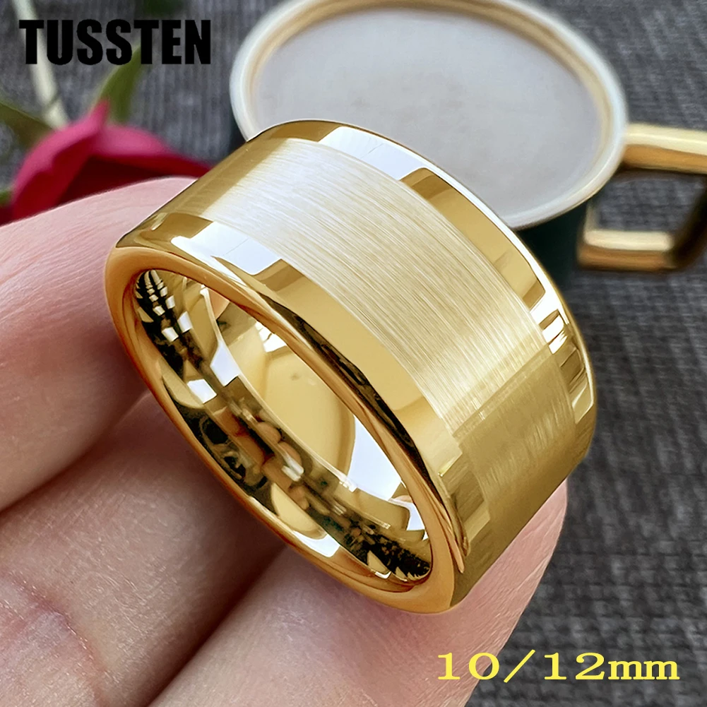 Dropshipping Tussten 10/12Mm Lucido Spazzolato Fedi Nuziali Piatte Tungsteno Uomo Donna Anello Comfort Fit