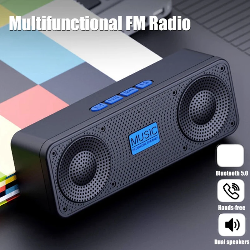 Portable FM Radio Bluetooth 5.0 TWS Speaker MP3 Player