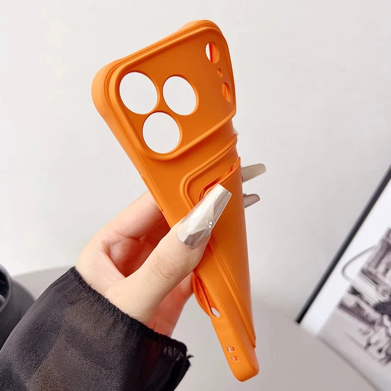 Slim Silicone Card Holder Shockproof Phone Case with Fine Hole Design