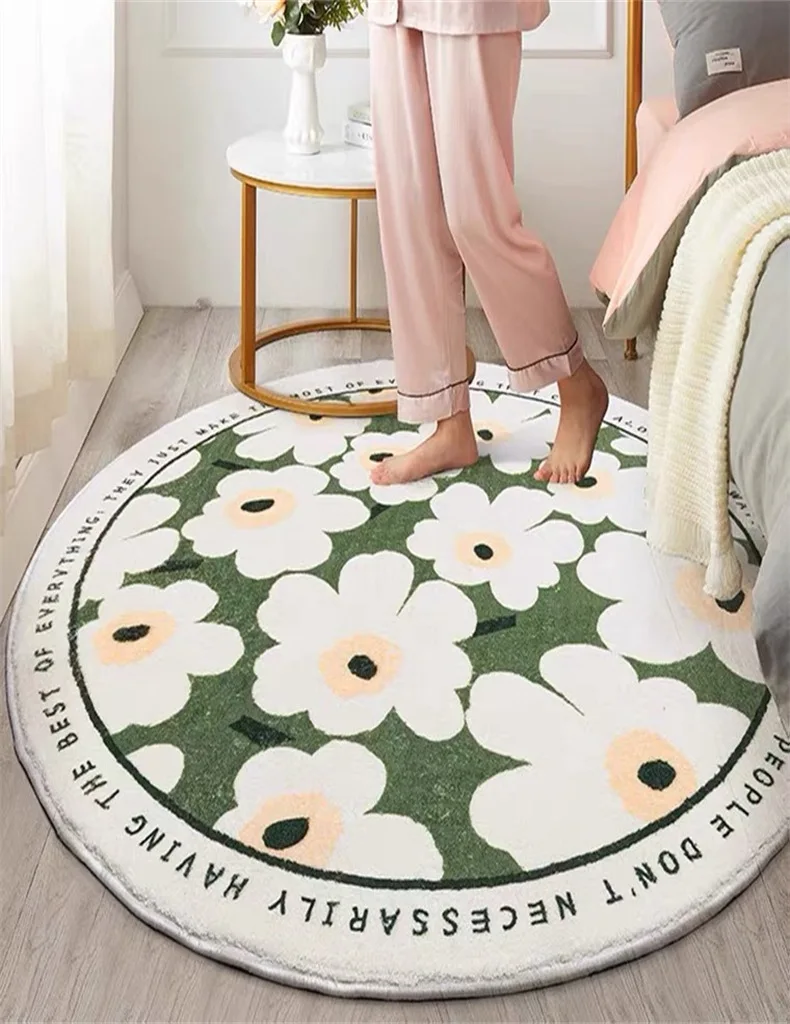 

Scandinavian Light Luxury Small Flower Living Room Cartoon Rug Floor Mat Bedroom Bedside Cloakroom Round Floor Mat