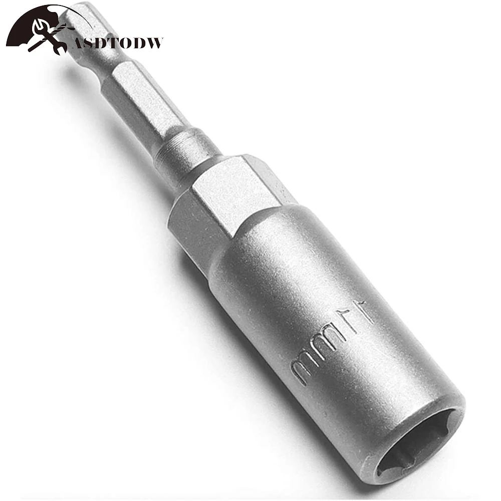 80mm Deep Power Nut Driver Drill Bit Set – Impact Socket Adapter for Power Tools, 6.35mm Hex Shank, 5.5-19mm (5/10/15 Pcs)