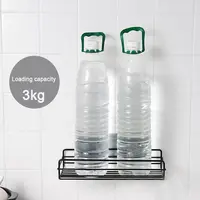 Bathroom Storage Rack Kitchen Organizer Shelf Black Shelves Corner Frame Iron Shower Punch Free Mounted Caddy Rack 2