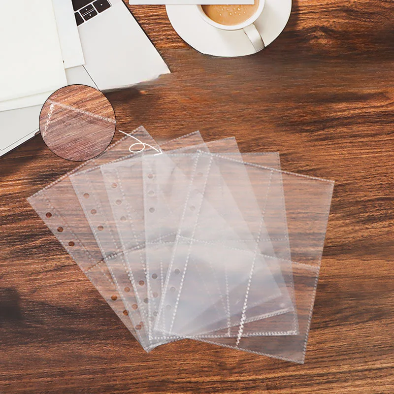 10 Pieces/Pack of Photo Card Inner Pages Transparent Pockets for A5 Binder Photoes Cellction Card Stock Organization