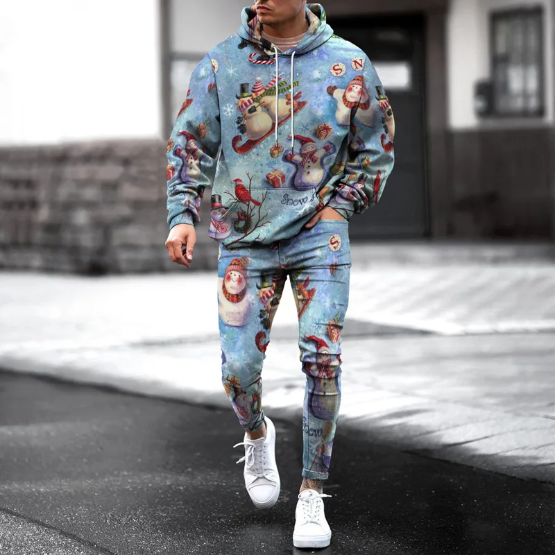 Merry Christmas 3D Printed Hoodie/Suit Fashion Sweatshirt+Pants Tracksuit Set Men Women Funny New Year Party Streetwear Clothing