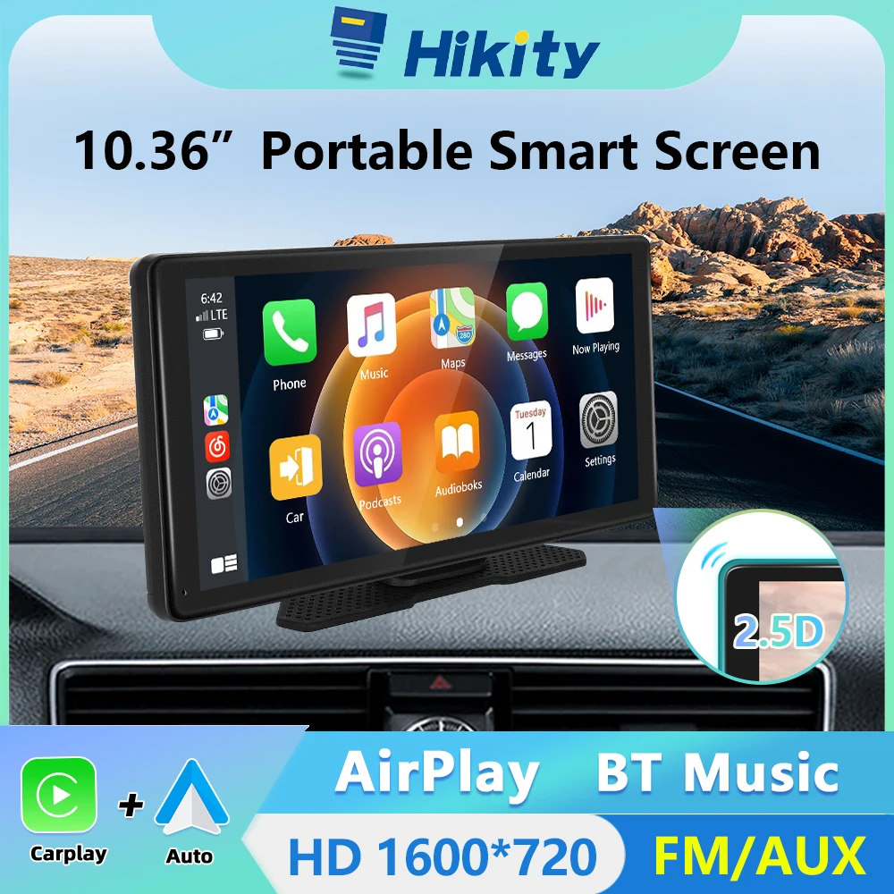Hikity 10.36 "Car Monitor Carplay Screen Mirror Videoregistratore Cruscotto Android Auto Retrovisore Navigazione Gps Per Nissan Toyota