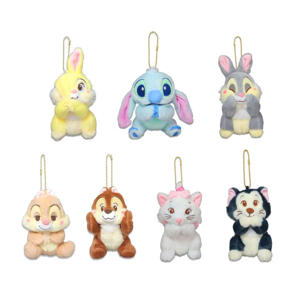 Disney Series Plush KeyChain Kawayi Chip Dale Thumper Bunny Rabbit Stitch Lovely  Cartoon Soft Stuffed Doll Pendant Toys Gift