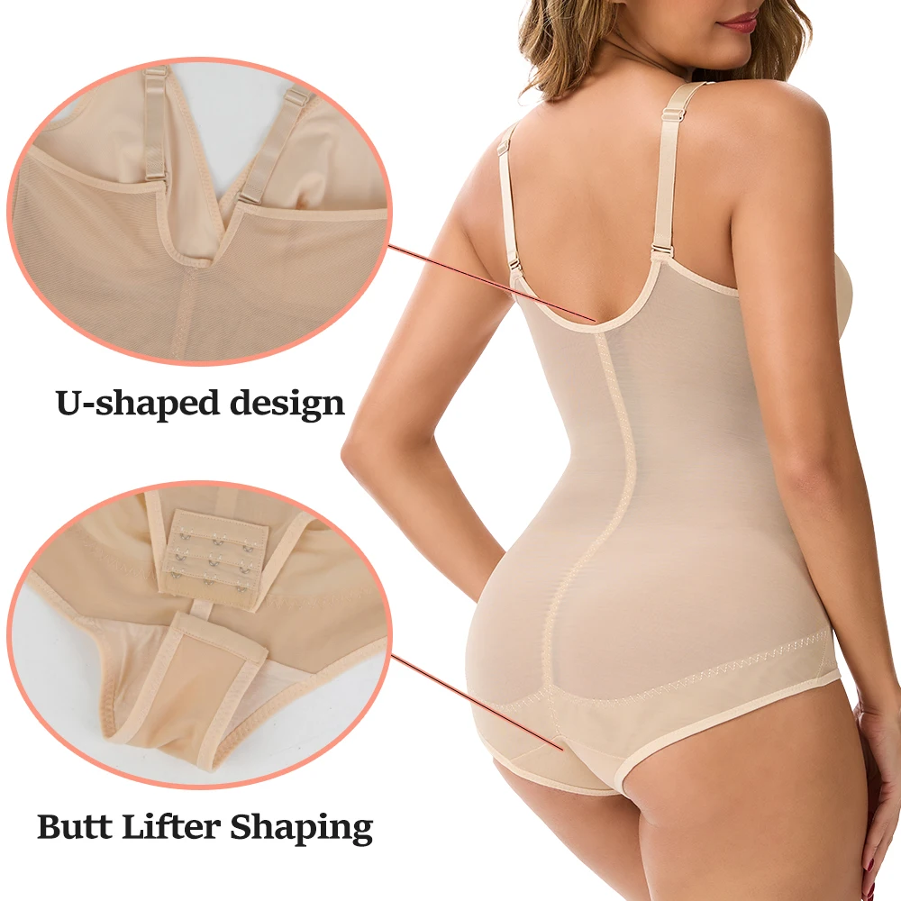 Body Shapewear pour femmes, contrôle du ventre, col en v, conception croisée, levage des fesses, Invisible pour un usage quotidien