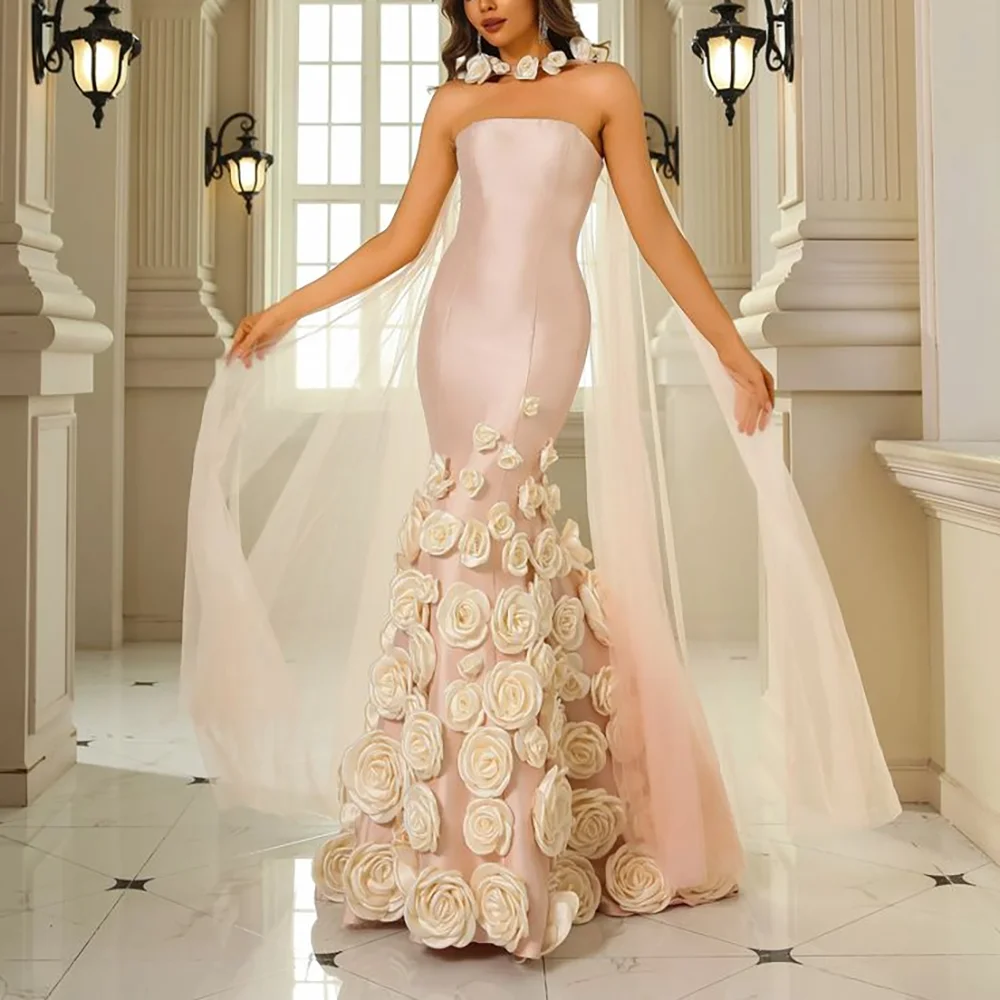 I'm Yours Only Skin Tan Premium Rhinestones Embellished With Cuff Feathers Maxi Dress
