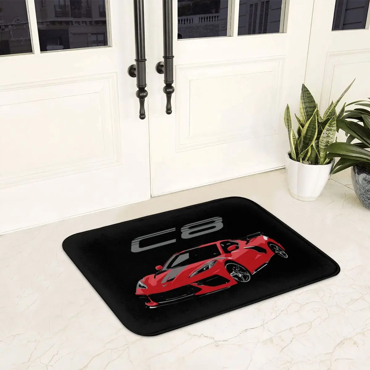 Red Chevy Corvette C8 Mid Engine Anti-slip Doormat Floor Mat Absorbent Mat Carpet Rug for Kitchen Entrance Home Footpad Mats 6