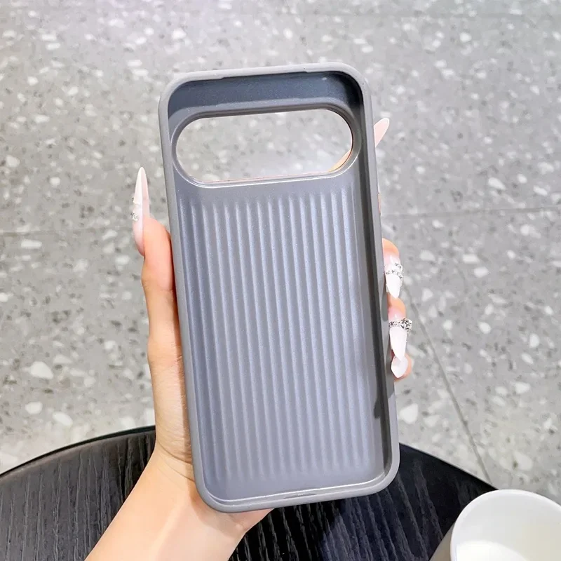 Premium Business Stripe Pattern PU Leather Case with Magsafe and Alloy Lens Protection Cover