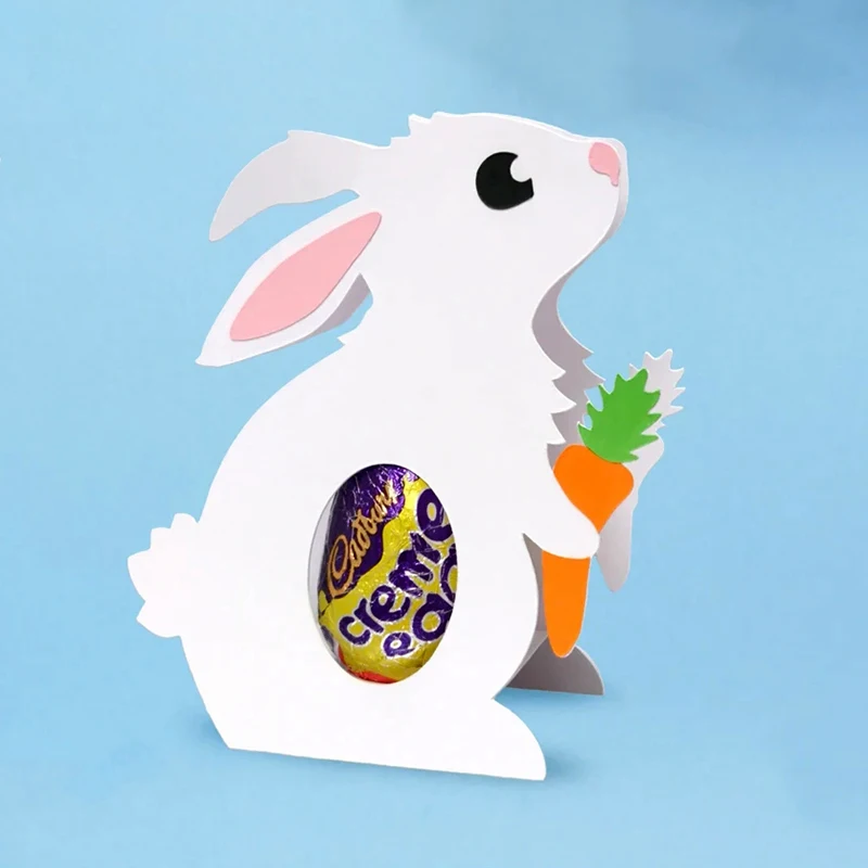 Happy Easter Rabbit Lolly Holder Metal Cutting Dies Stencil Diy Scrapbooking Album Paper Card Template Mold Goffratura Decorazione