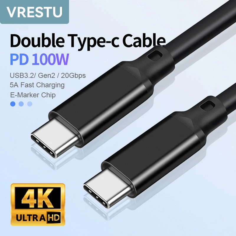 Cavo Da Usbc A Tipo C 5A Pd100W Usb3.2 Cavo Gen2 Usb-C Cavo Di Sincronizzazione Dati Per Macbook Samsung 20G 4K Cavo Video Per Thunderbolt 3 Hd