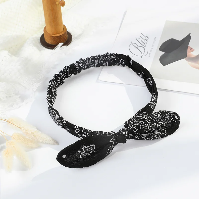 Boho Frauen Weiche Solid Print Stirnbänder New Vintage Kreuz Knoten Elastische Hair Turban Bandanas Mädchen Haar Hände Haar Zubehör – Detail 11