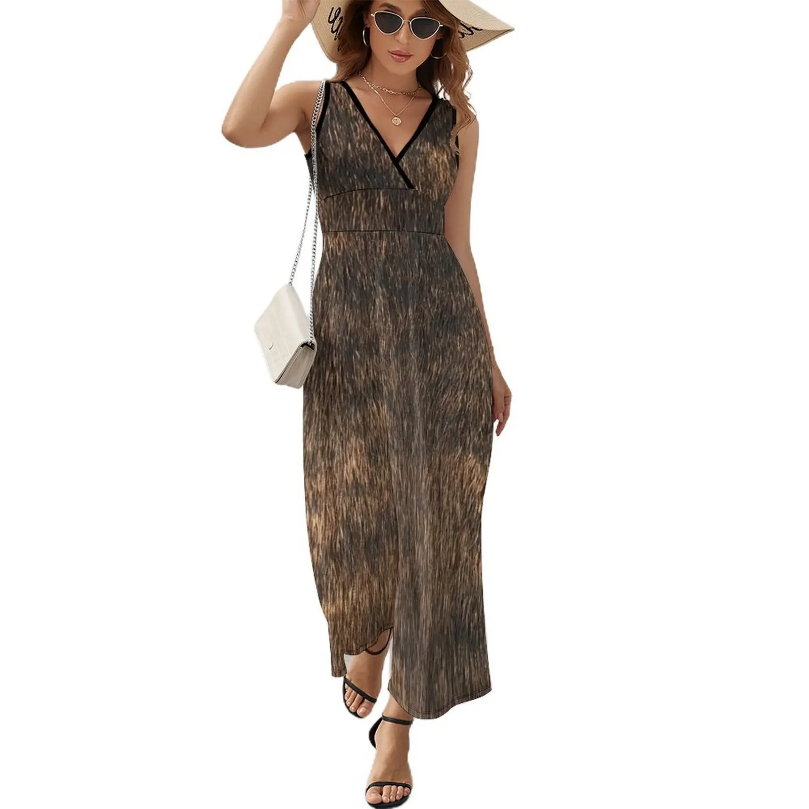 

Brindle Animal Print, Brown Brindle Dog Sleeveless Dress Women's summer suit cocktail dresses Women long dress