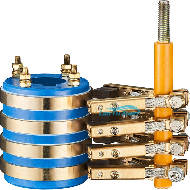 

5pcs Four Channel Collection Electric Ring Assembly Conductive Slipring Copper Carbon Brush Bracket