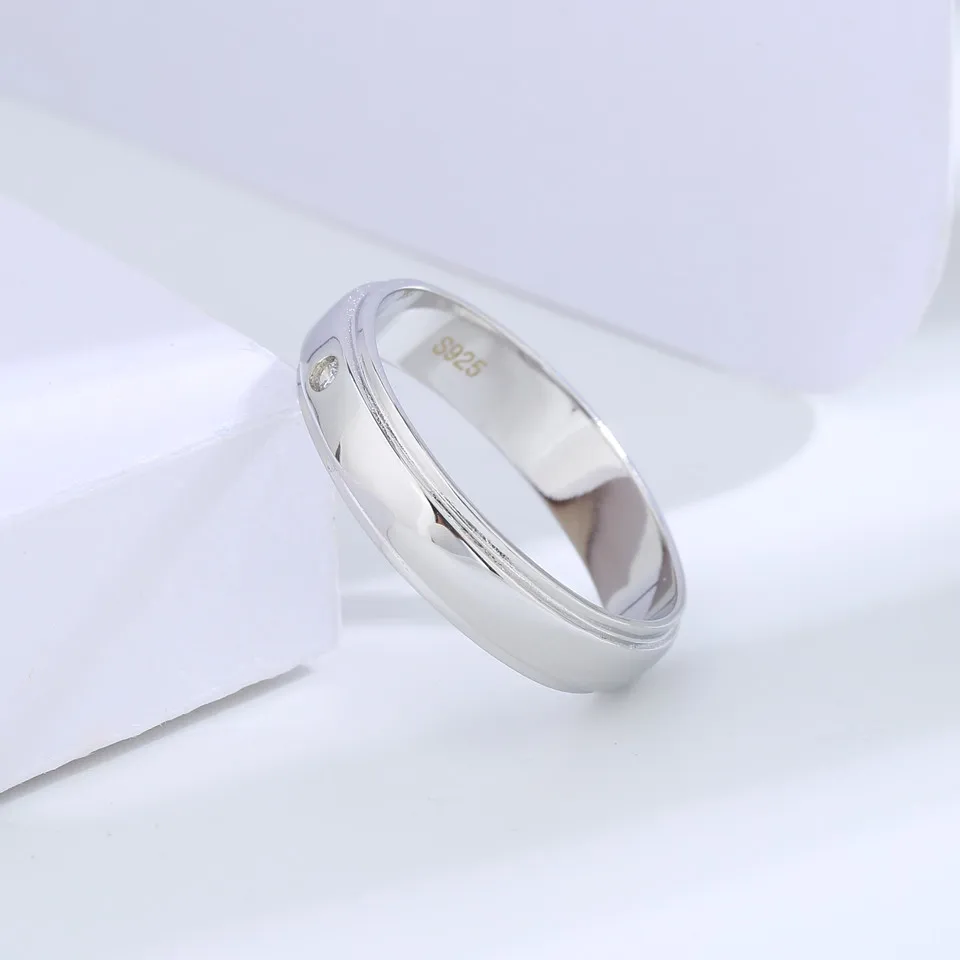 Buyee  커플 반지 라이트 화이트 지르콘 반지 손가락 여성을위한 남성 패션 웨딩 파인 쥬얼리 서클