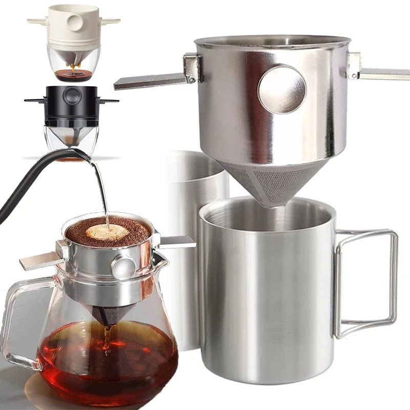 Foldable Reusable Portable Coffee Dripper with Dual Layer Mesh