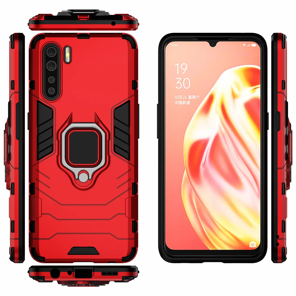 

Phone Holder Finger Ring Case For OPPO A91 Cover Reno 3 4G F15 F 15 Magnetic Shockproof Cover on the For OPPO A91 A 91 Funda