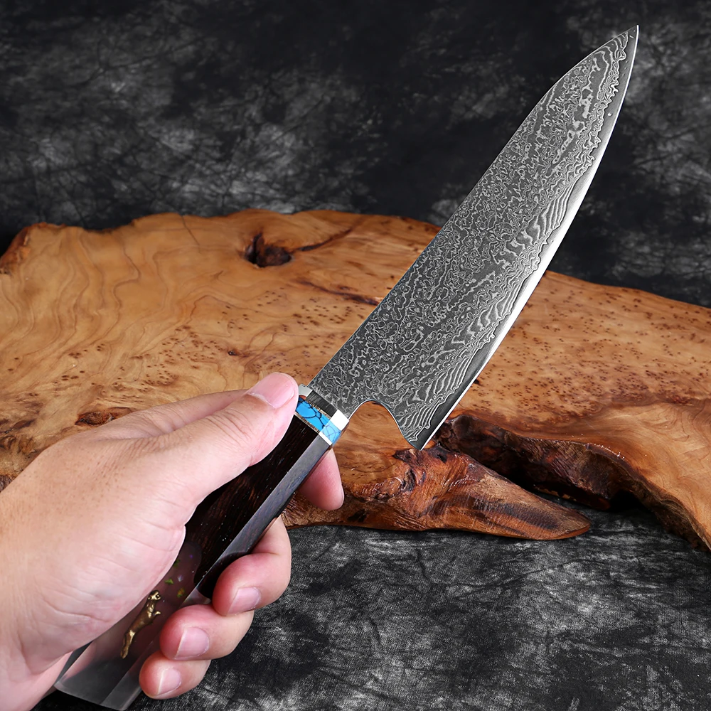 Damascus Steel Chef Knife 8 Inch Pro Kitchen Knife, Razor Sharp, for Cooking, Slicing Meat, Vegetables & Fruits-Gift for Chefs