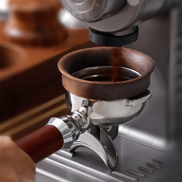 Wood Coffee Dosing Ring Magnetic 51/53/58MM Dosing Funnel For Delonghi Breville Portafilter Espresso Accessories Barista Tools