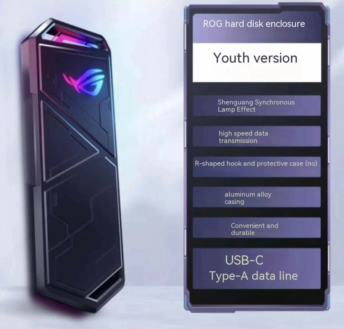 ROG Strix Arion M.2 NVMe SSD Enclosure-USB 3.2 Gen2x2 20Gbps for 2230/2280 Drives with Tool-Free Install & Aluminum Heat Sink