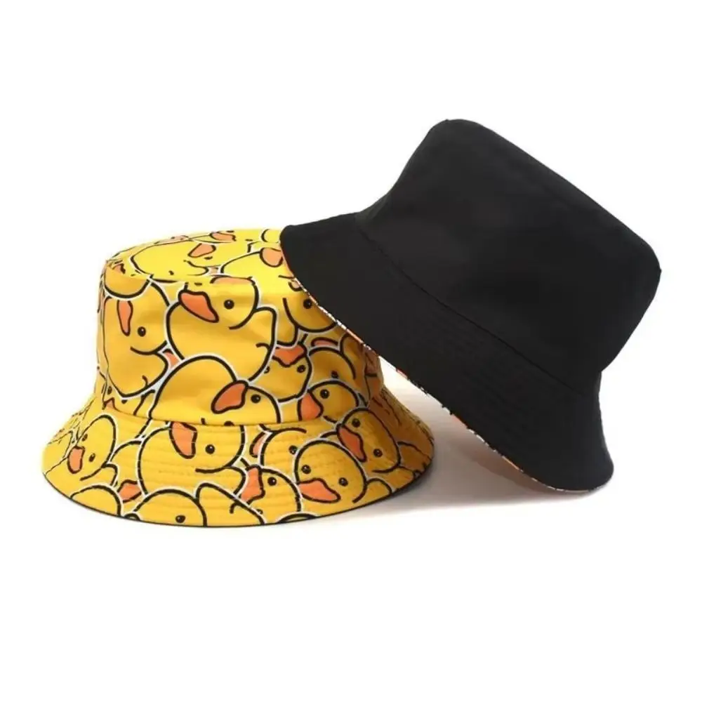 Double Sided Yellow Duck Fisherman's Hat Yellow Duck Pattern Versatile Style Summer Equipment Hat UV Protection Trendy Design
