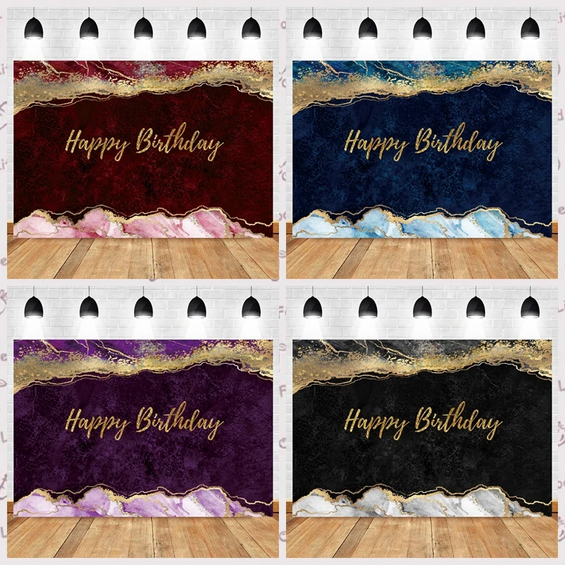 

Gradient Marble Texture Photography Backdrop Customized Happy Birthday Party Decor Portrait Photographic Background Photo Studio