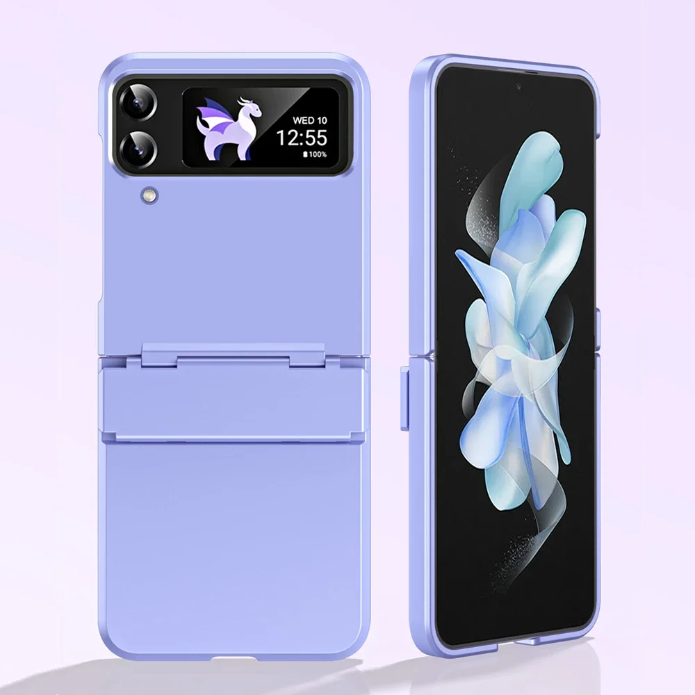 Skin-feeling Matte Phone Case For Samsung Galaxy Z Flip3 Flip4 Ring Holder Folding Hinge Lens Film Protection Shockproof Cover