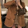 1950s Retro Western Clothes Brown Women Short Sleeve Coat Spring Autumn Fashionable Loose Style Polyester Fabric
