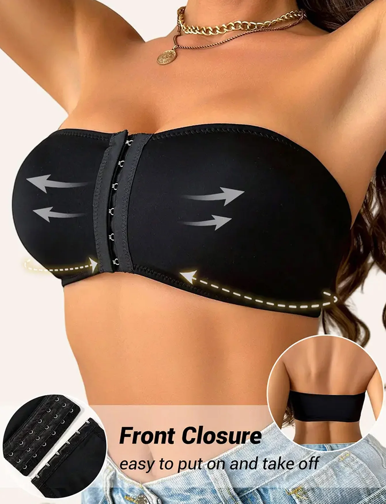 Women Strapless Bras wireless Seamless Bralettes Wireless Bra Soft Support Front Buckle detachable shoulder straps women lingerie bra