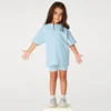 2025 Kids Summer Leggings Sports Suit 2Pcs Solid Cotton Breathable Boy Girl Outfits Clothes For 9M-13T Children Sportswear Sets 2