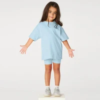 2025 Kids Summer Leggings Sports Suit 2Pcs Solid Cotton Breathable Boy Girl Outfits Clothes For 9M-13T Children Sportswear Sets 2
