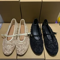 Mesh Embroidery Flower Ballet Flats Women Comfort Round Toe Breathable Mary Jane Shoes Fashion Brand Designer Shoes for Ladies - Image 6