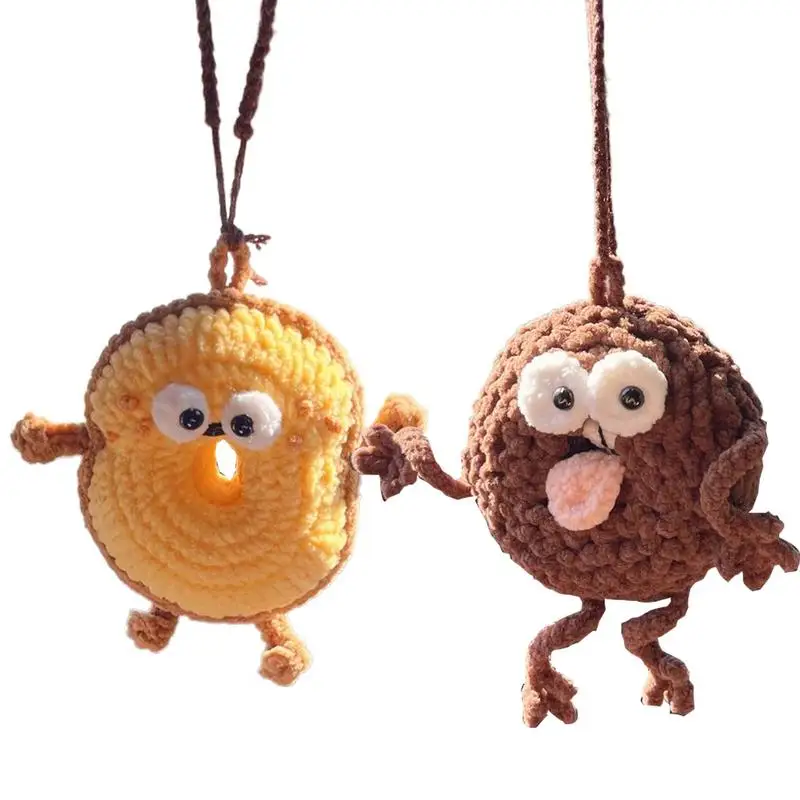 

Crochet Car Accessories Donut Or Cookie Shapes Car Pendant Interior Ornament Vibrant Colors Hanging Decoration car Accessories
